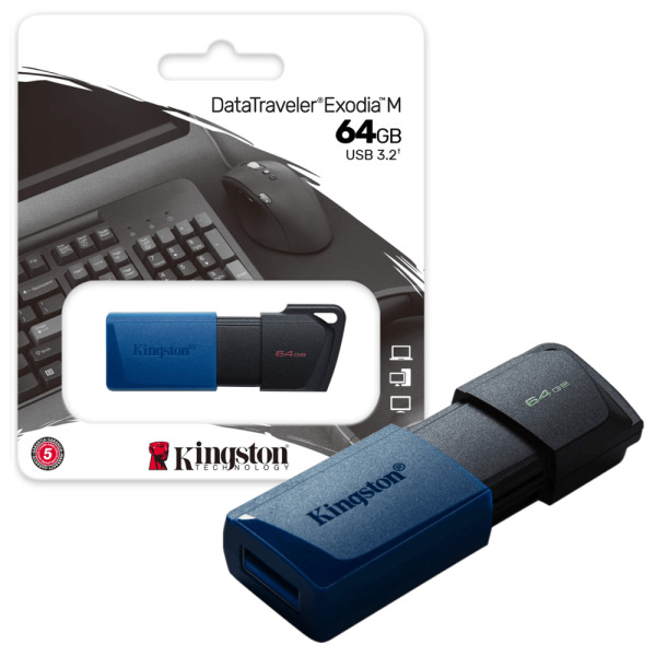 Memoria USB 3,2 Kingston Exodia M de 64gb Negra