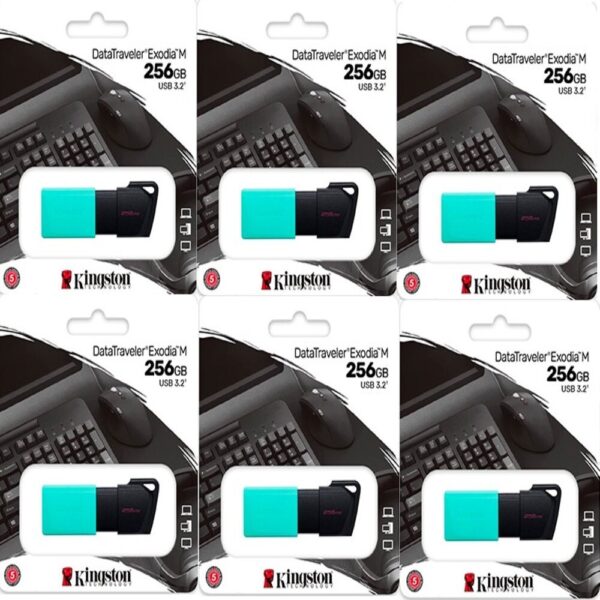 MEMORIA USB KINGSTON EXODIA M 256 GB TURQUESA KIT DE 6 UNIDADES