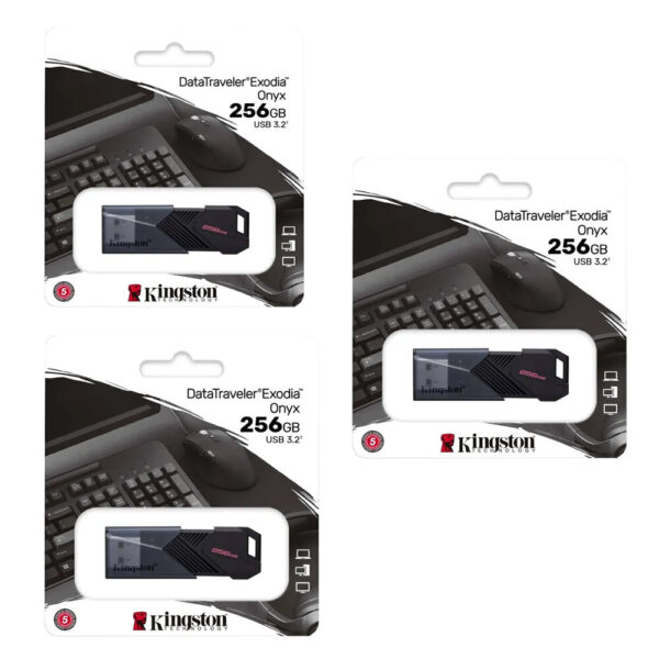 MEMORIA USB KINGSTON EXODIA ONYX 256GB KIT DE 3 UNIDADES