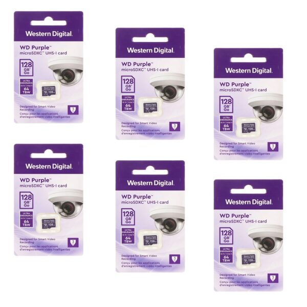 MEMORIA MICROSD WD PURPLE WESTERN DIGITAL 128GB KIT DE 6 UNIDADES