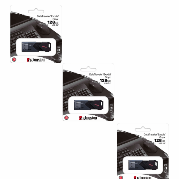 MEMORIA USB KINGSTON EXODIA ONYX 128GB KIT DE 3 UNIDADES