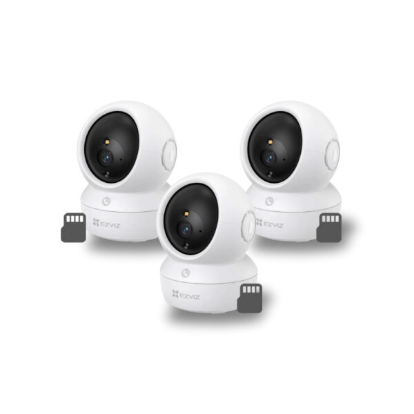 KIT 3 CAMARAS DE SEGURIDAD EZVIZ H6C PRO 2K 3MP + MEMORIA MICROSD 128GB DE REGALO